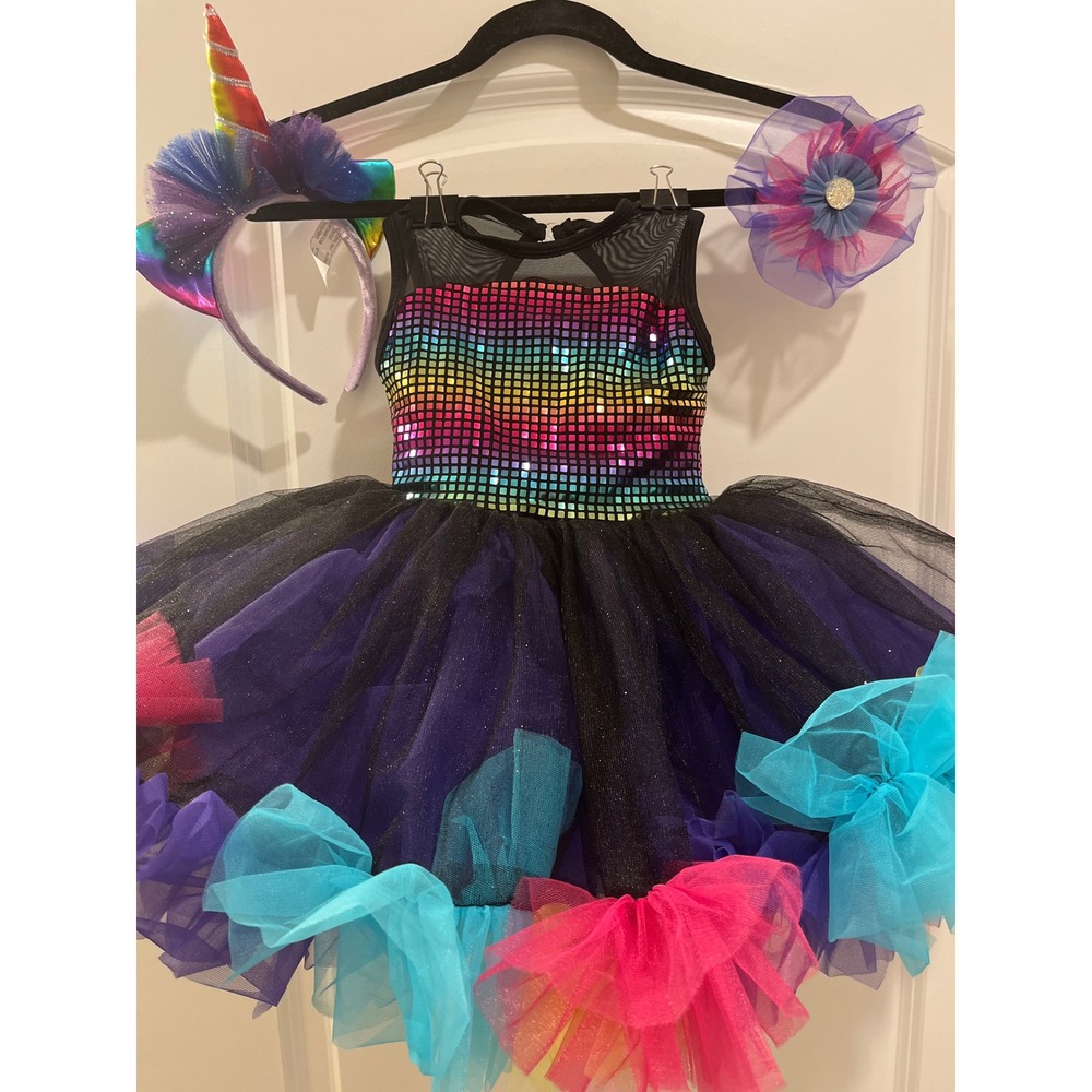 Revolution Dancewear Kids Rainbow Sequin Tutu Dance Costume RC24655 SC Multi